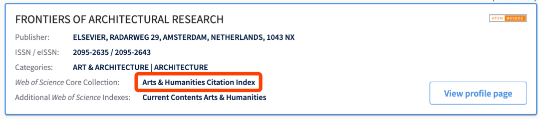 喜讯丨FoAR被A&amp;HCI（Arts &amp; Humanities Citation Index)收录